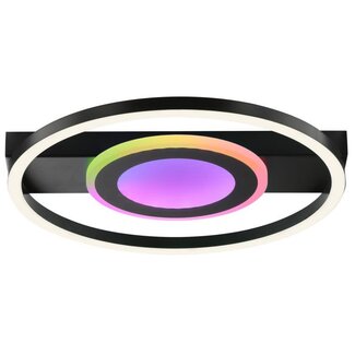Brilliant Maureen LED ceiling light, black, RGB middle, CCT