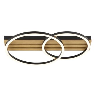 Brilliant Calma LED ceiling light 37x54cm black/wood 3000K