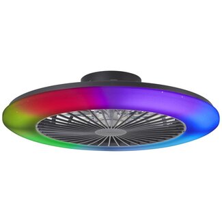 Brilliant Salerno LED ceiling light 58 cm with fan, black, RGB, CCT