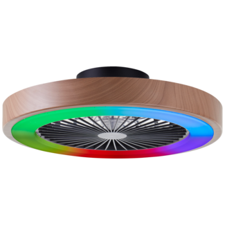 Brilliant Slimline LED 49cm Fan Light RGBW Natural Wood Effect
