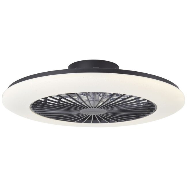 Brilliant Salerno LED ceiling light 58 cm with fan, black, RGB, CCT