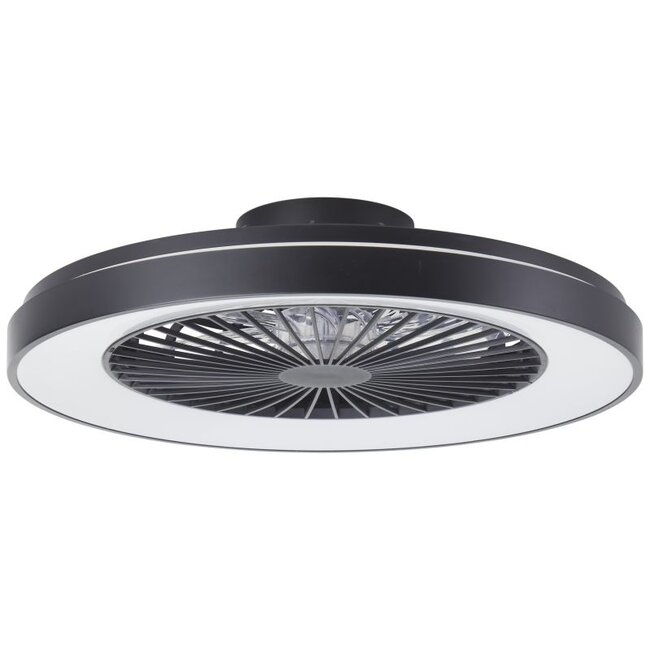 Brilliant Mazzaro LED ceiling light with fan, 57.6 cm, black, CCT, RGB