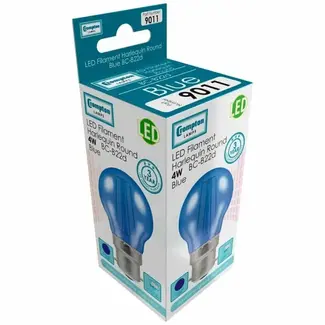 Crompton BLUE LED ROUND FILAMENT HARLEQUIN 4W CROMPTON BC B22