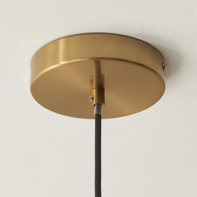 Travi Ribbed Pendant - Beige Hole Marble/Clear