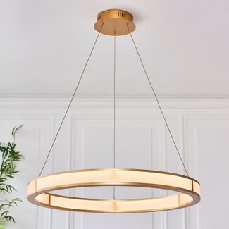 Gatsby Ribbed Hoop Pendant - Matt Br Gold