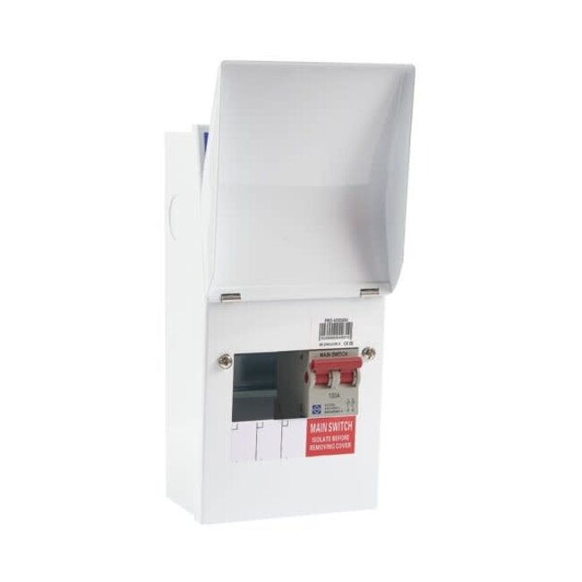 Lewden PRO-R04M 2+1 Way Pro Consumer Unit 100A Main Switch Incomer – Round Knockouts