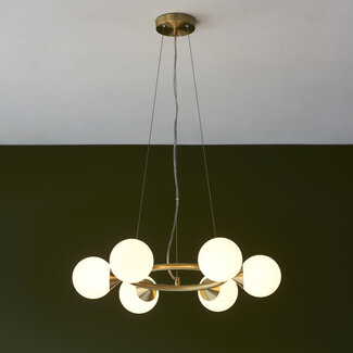 Otis Ring 6lt Pendant - Satin Brass