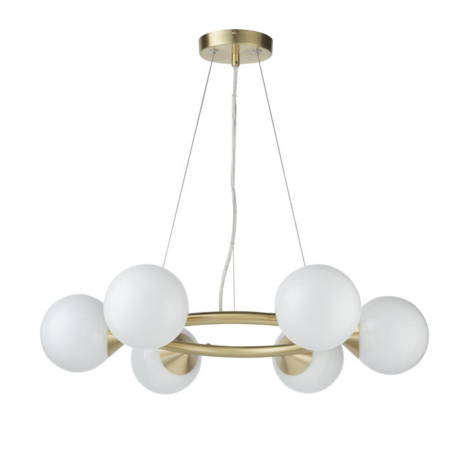 Otis Ring 6lt Pendant - Satin Brass
