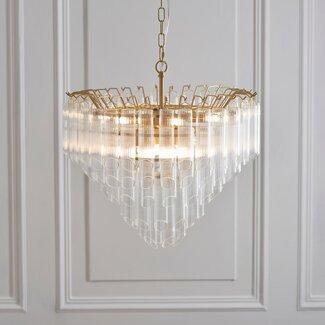 Toulouse 12lt Pendant Angled - Brass/Clear