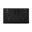 Saxby Electrical Raised Screwed - 13A 2G DP Switched Socket with 15.5W USB A+C - Matt Black/Black Insert