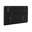 Saxby Electrical Raised Screwed - 13A 2G DP Switched Socket with 15.5W USB A+C - Matt Black/Black Insert