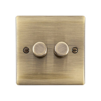 Raised Screwed - 2G LED Dimmer 5-100W - Antique Brass