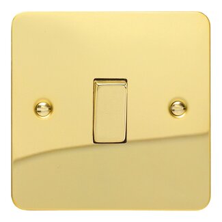 Varilight Ultraflat 1-Gang 10A 1- or 2-Way Rocker Switch Decorative Polished Brass Brass Rocker