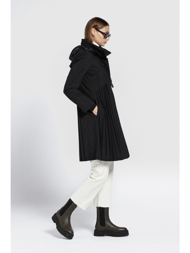 black pleated coat