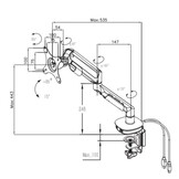 Euroseats enkele monitorarm incl. USB poorten