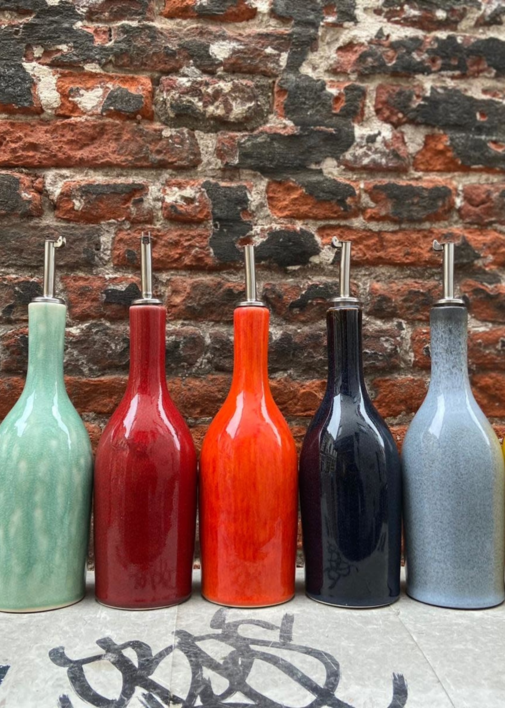 Jars Céramistes Jars Tourron Oil Bottle 'Ecorce'