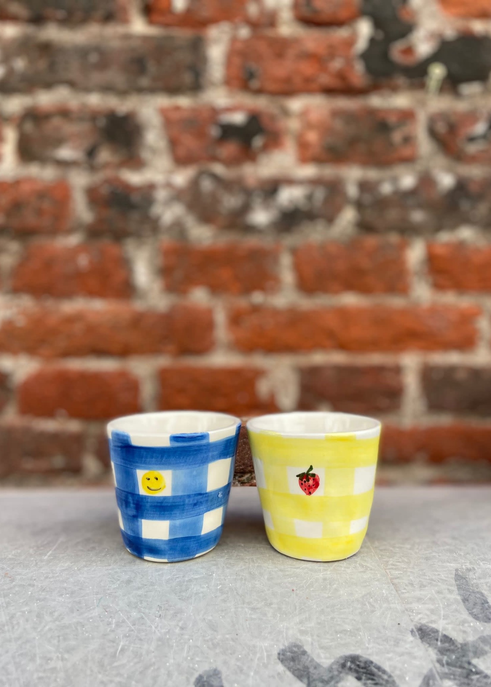 Anna + Nina Anna + Nina Espresso Cup 'Yellow Checkered Strawberry'