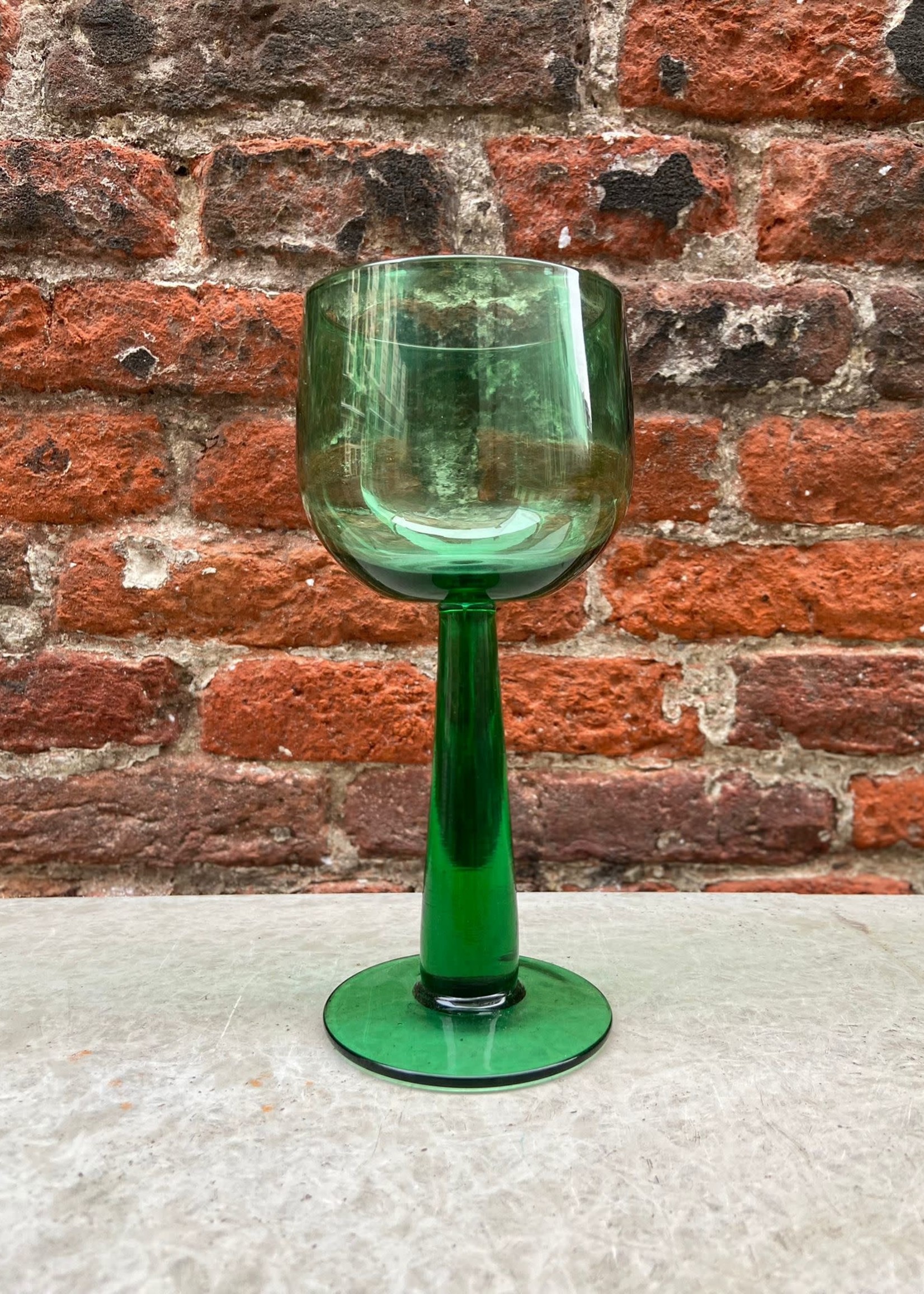 HKliving - Set of 4 Olive Green Tall Wine Glass: The Emeralds