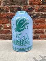 Vaisselle Vaisselle Genie in a bottle vase/bottle 'Blue teal swallow'