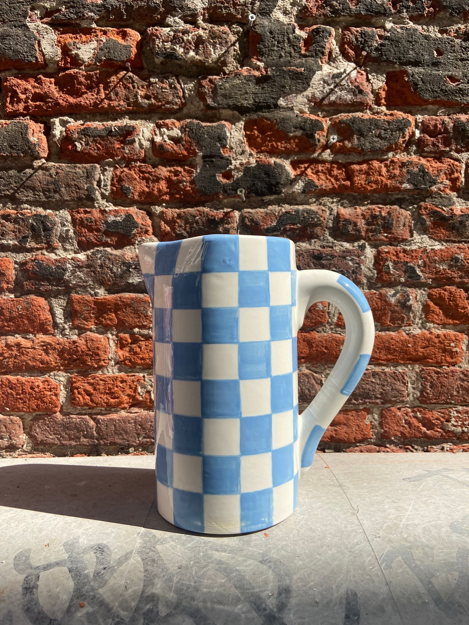 Drink Me Jug & Vase in Capri Blue Gingham