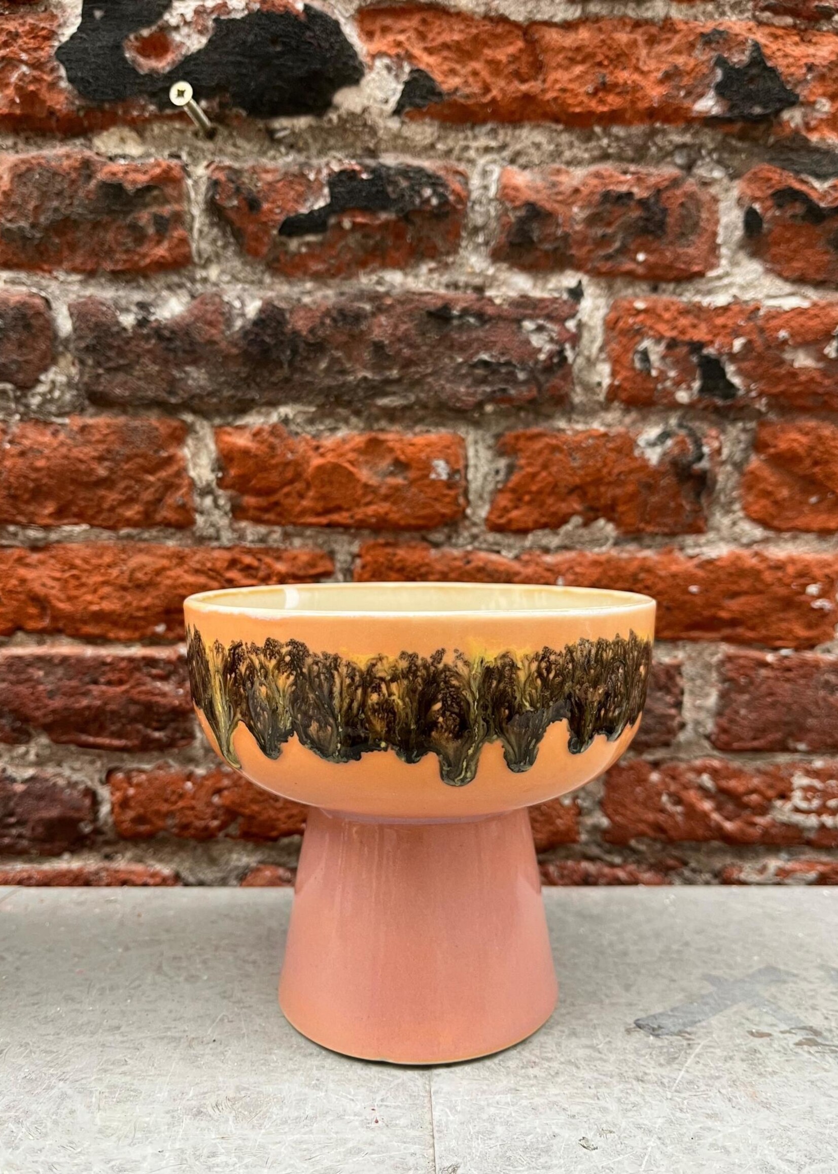 HKliving HKliving Ceramic 70's Tapas Bowl on Base L 'Lush'