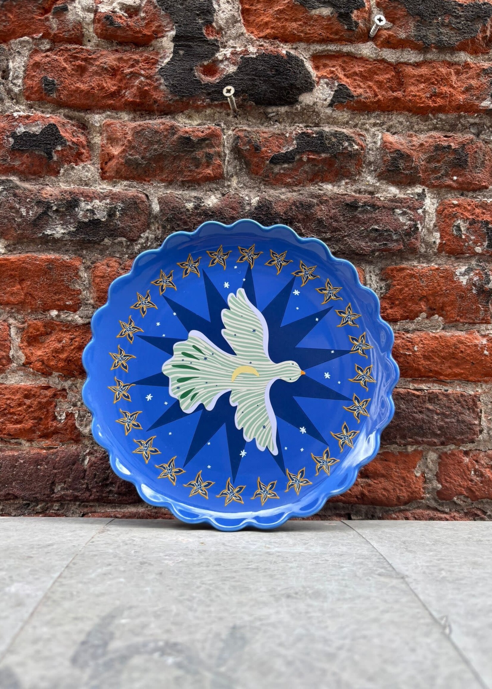 ATLITW ATLITW Bord Blauw Maan en Vogel