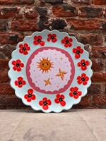 ATLITW ATLITW Grote Ronde Schaal Blauw Klaprozen