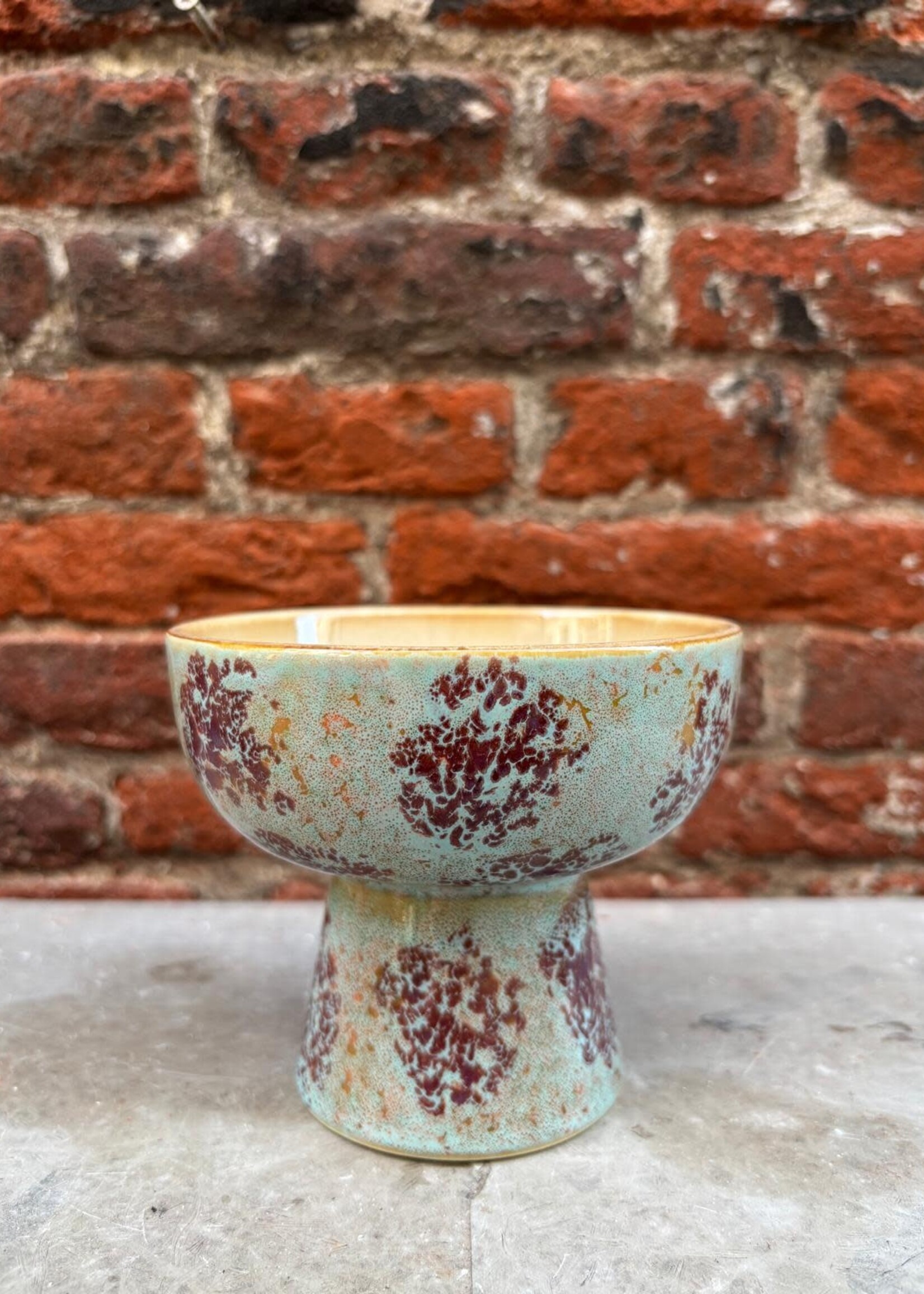 HKliving HKliving Ceramic 70's Tapas Bowl on Base S 'Patina'