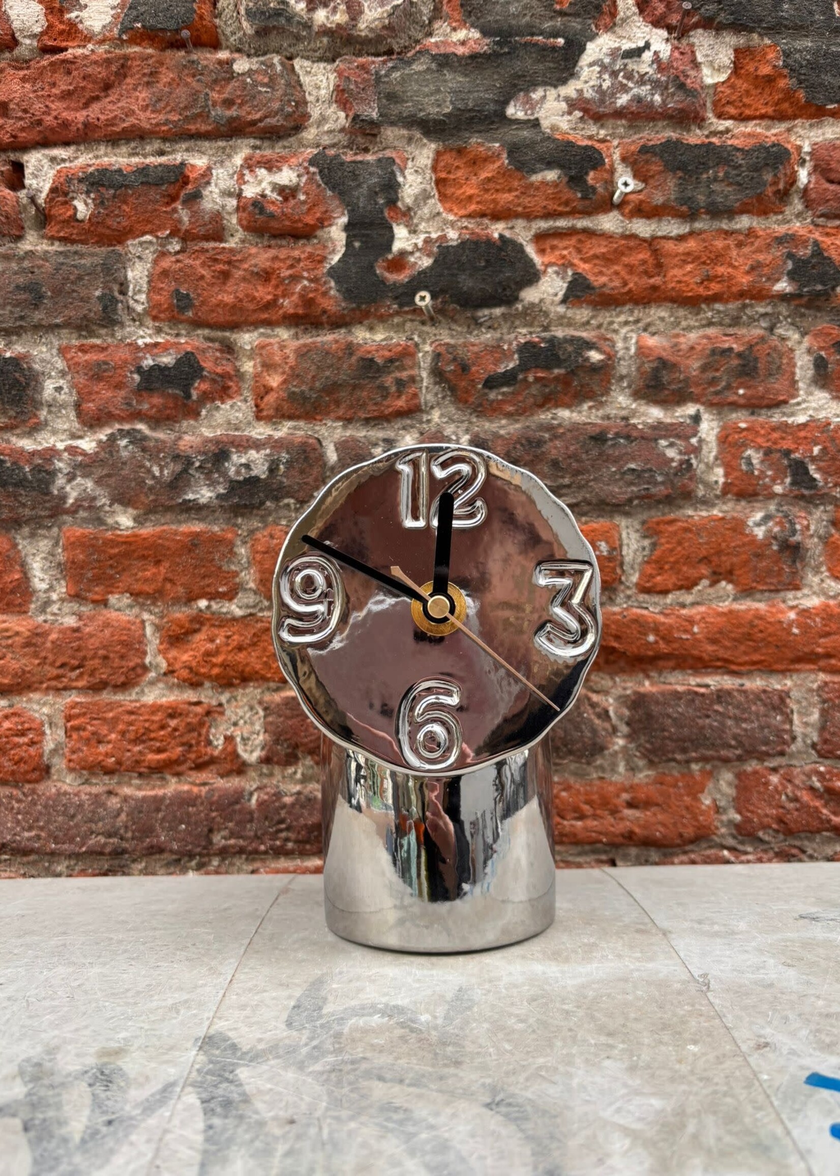HKliving HKliving Retro Ceramic Clock 'Chrome'