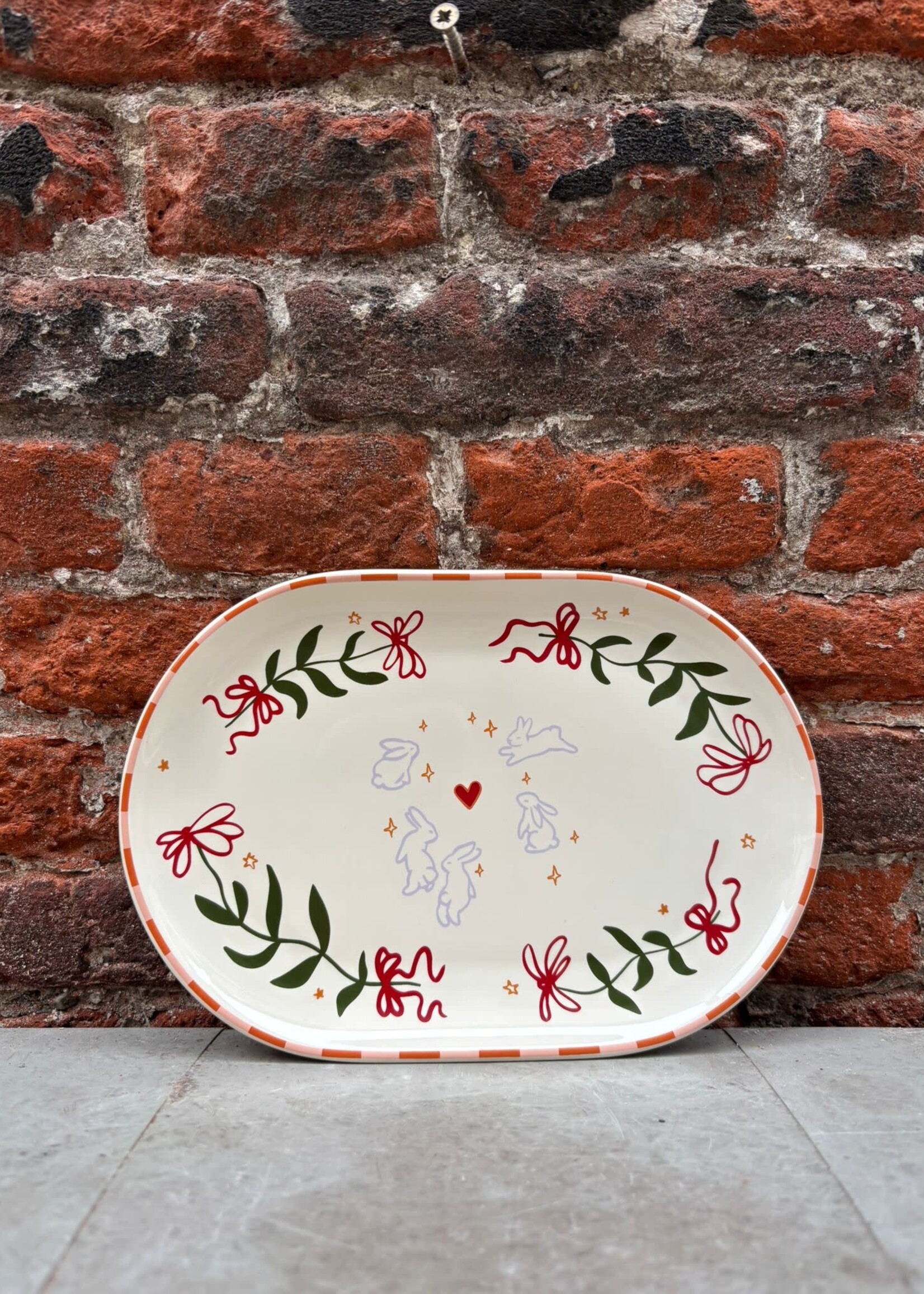 ATLITW ATLITW Ovale Schaal Flowers and Rabbits