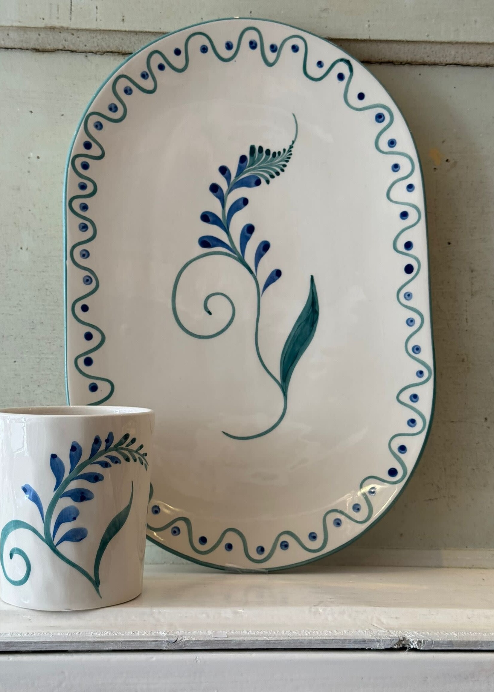 Anna + Nina Anna + Nina indigo Flora Serving Platter