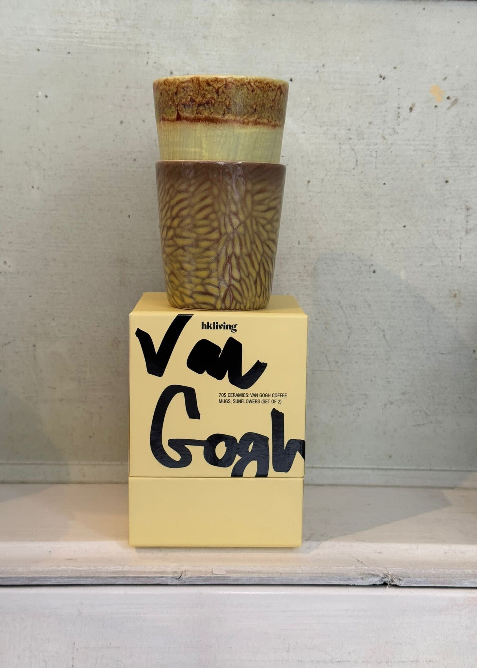 HKliving HKliving Ceramic 70's Van Gogh Coffee Mugs  'Sunflowers'