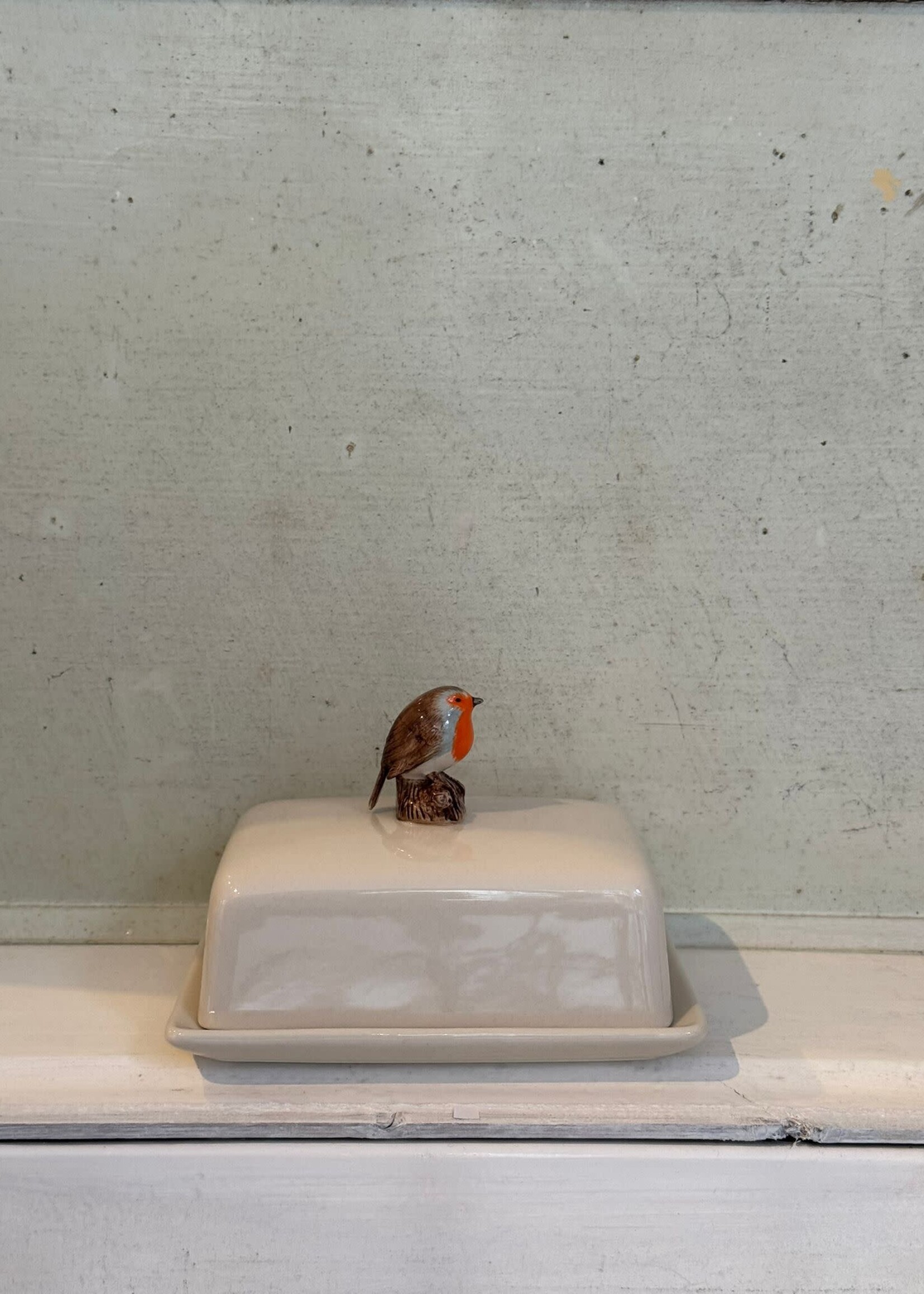Quail Quail Butter Dish 'Robin'