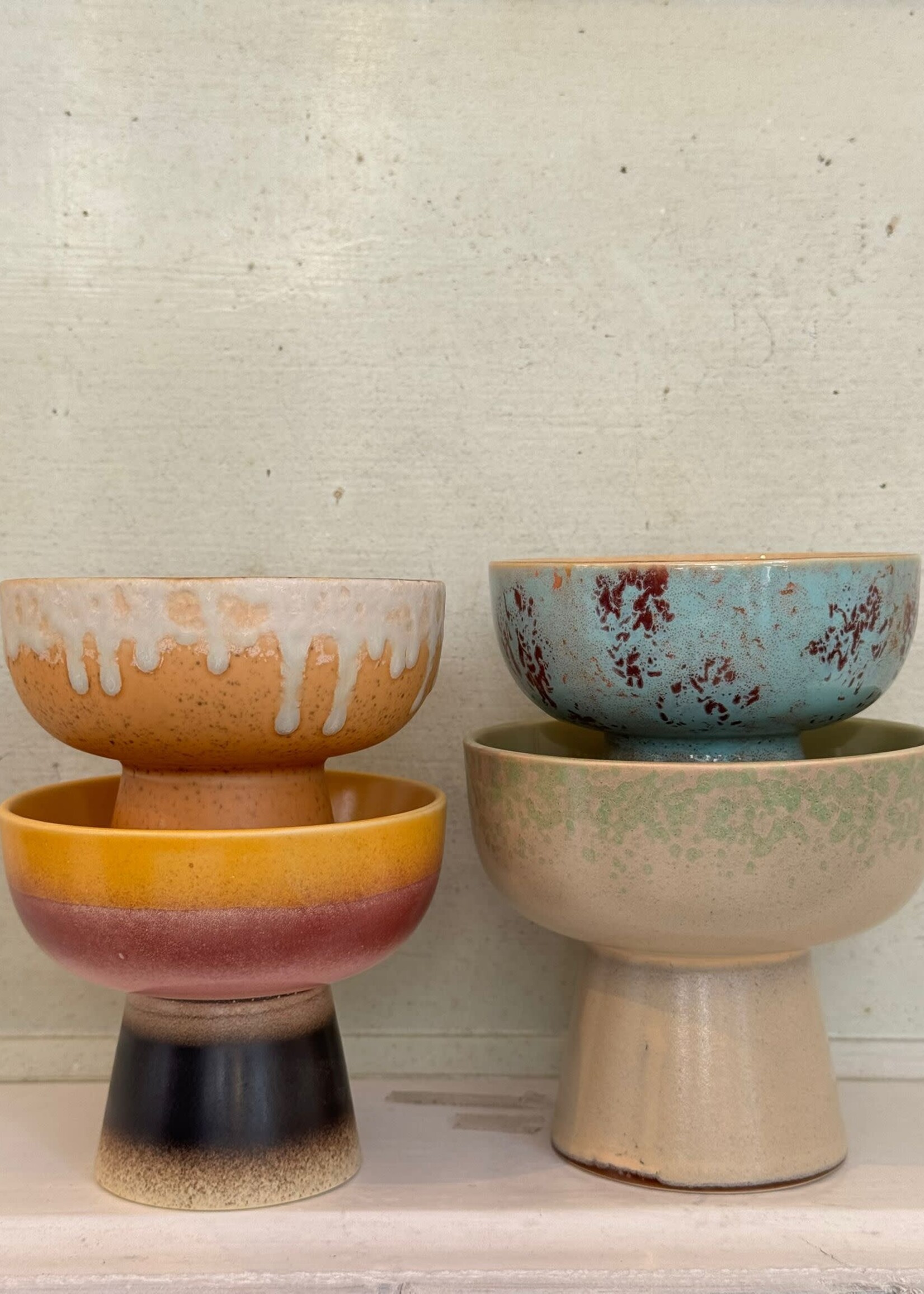 HKliving HKliving Ceramic 70's Tapas Bowl on Base L 'Slush'