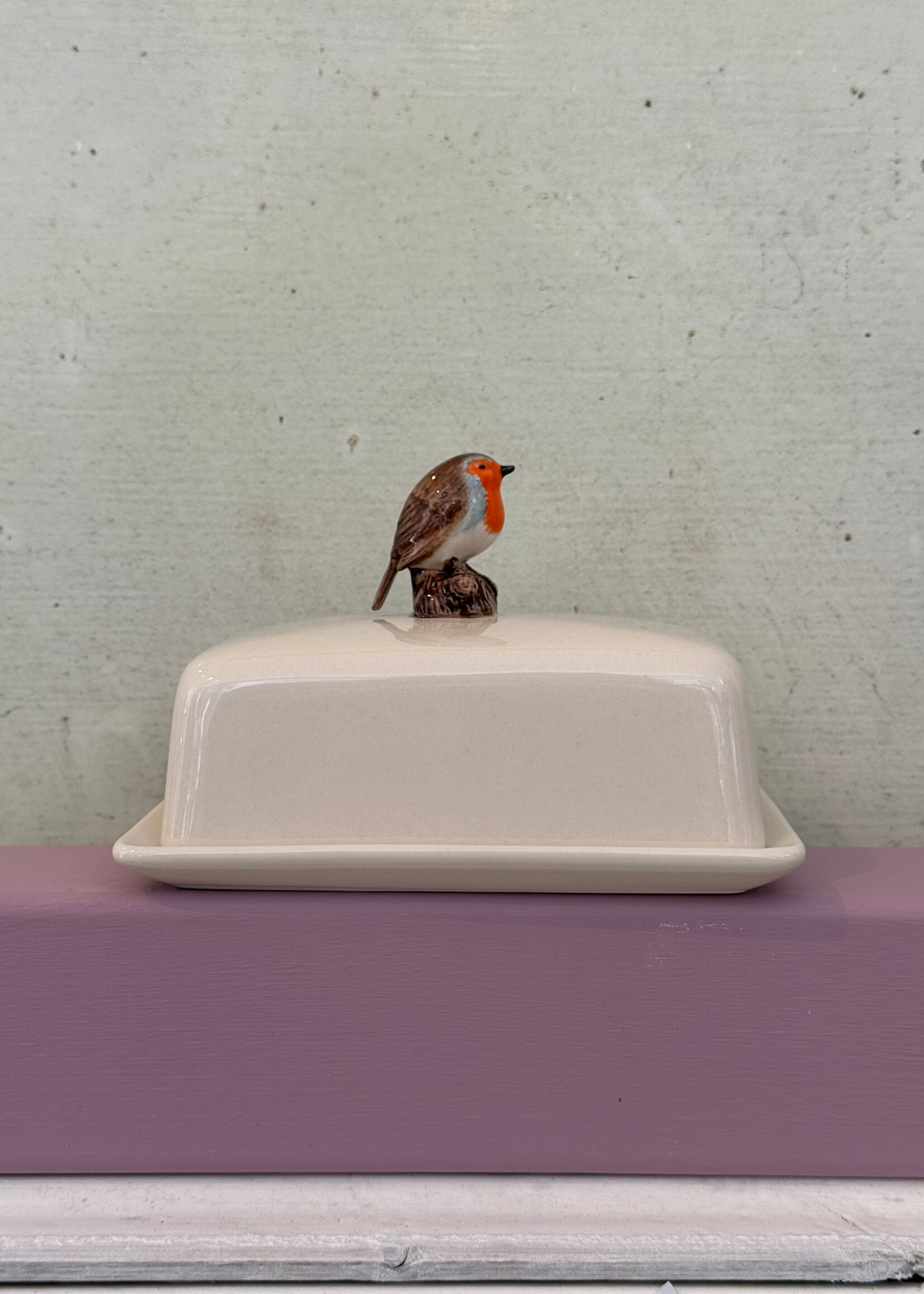 Quail Quail Butter Dish 'Robin'