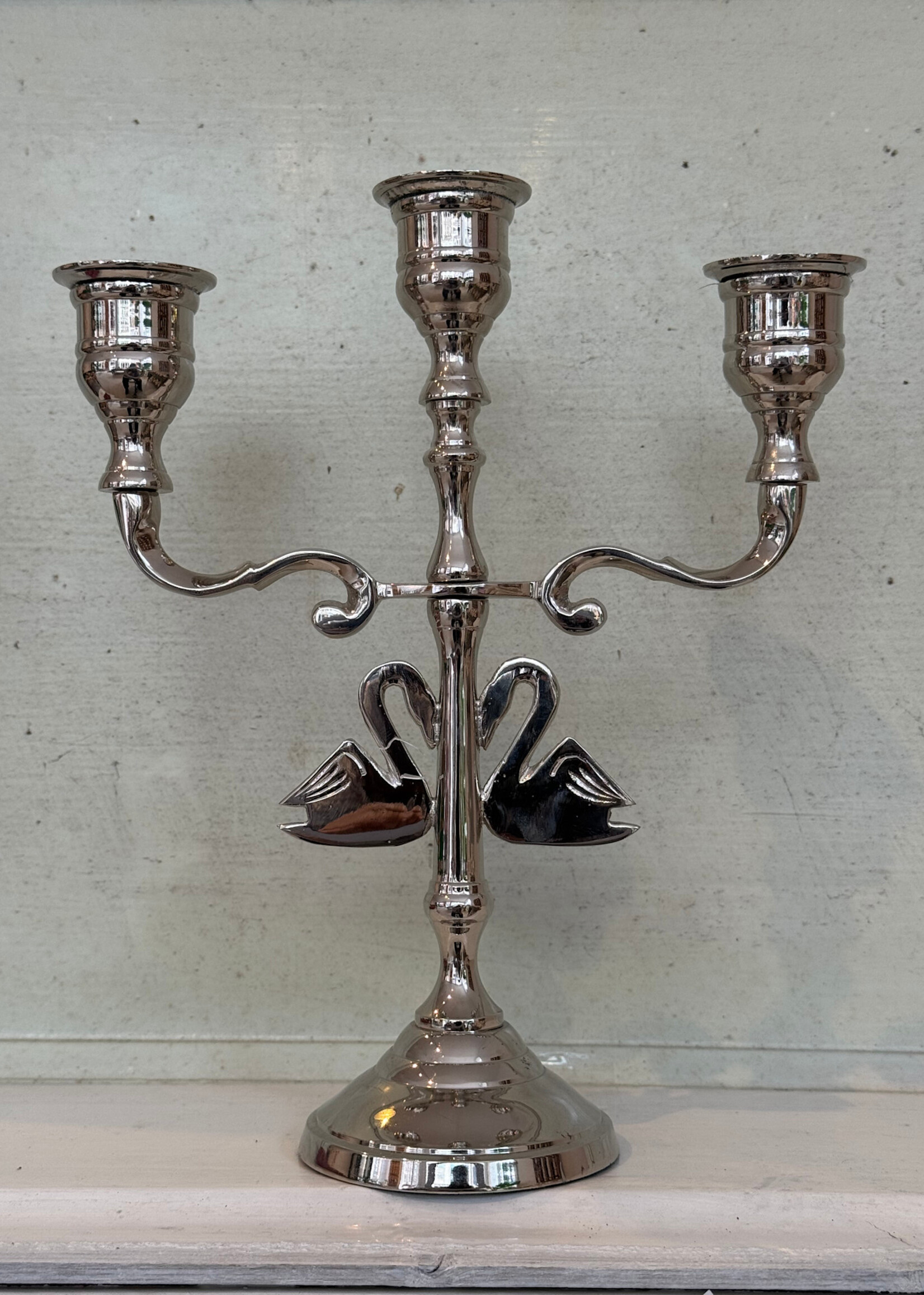 Anna + Nina Anna + Nina Argent Swans Candle Holder
