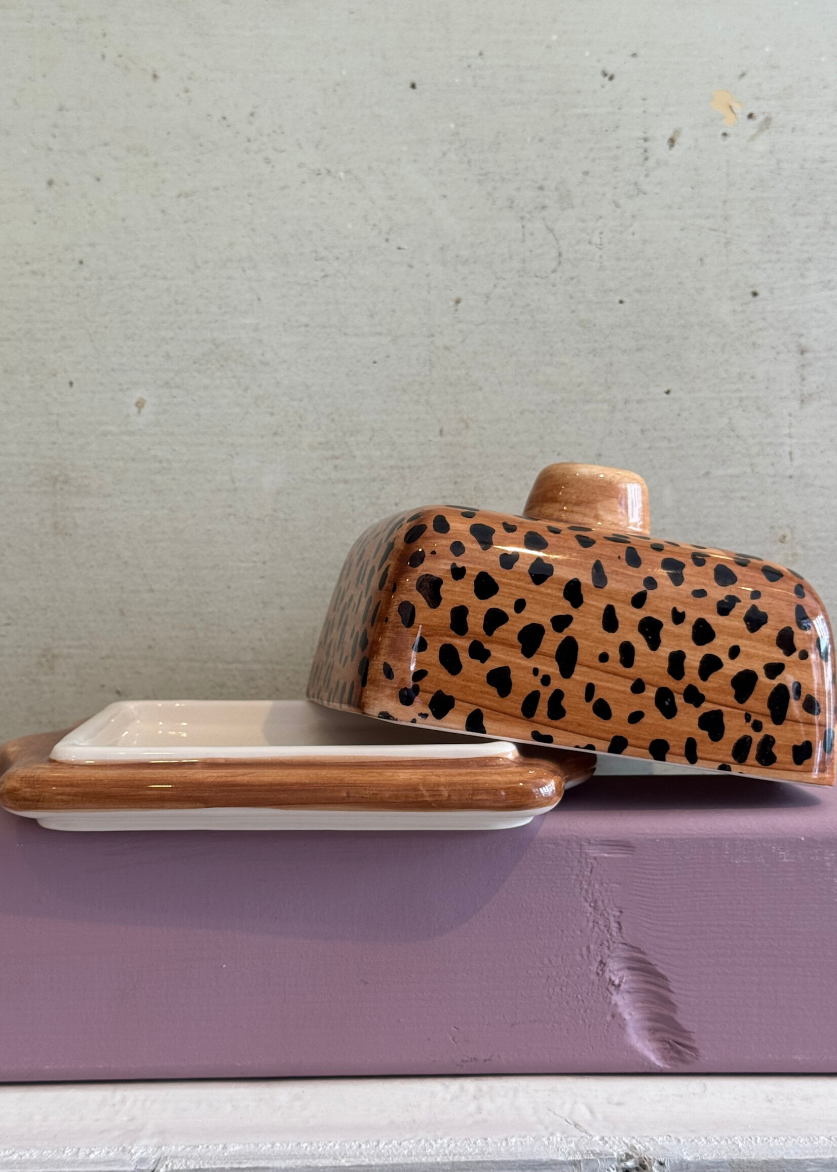 Anna + Nina Anna + Nina Leopard Butter Dish