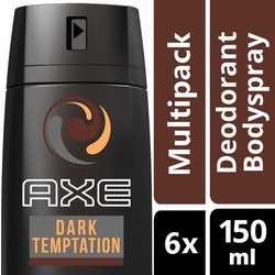 Axe Dark Temptation For Men - 6 x 150 ml - Deodorant Spray - Voordeelverpakking