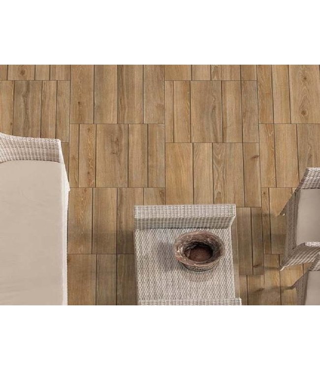 Keramische Terrassenplatte Sirmione Oak 30x120x2 cm