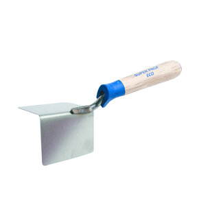 Super Prof  Hoektroffel uitwendig dubbeltje rond, radius 8 mm, 80x25mm RVS Houten greep