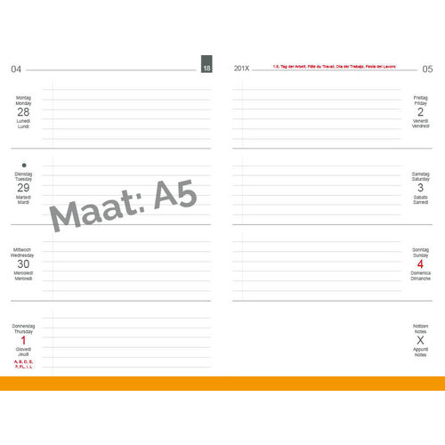 X-17 X17 Weekkalender ‘Quer – Horizontaal’ A5 X-17 X17 Weekkalender ‘Quer – Horizontaal’ A5
