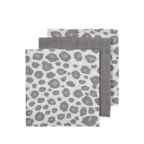 Meyco 3 pack monddoekjes panter - uni grijs Meyco 3 pack monddoekjes panter - uni grijs