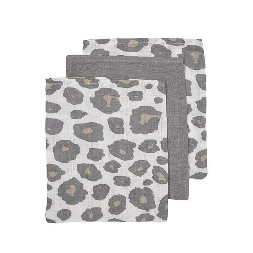 Meyco 3 pack washandjes panter - uni grijs Meyco 3 pack washandjes panter - uni grijs