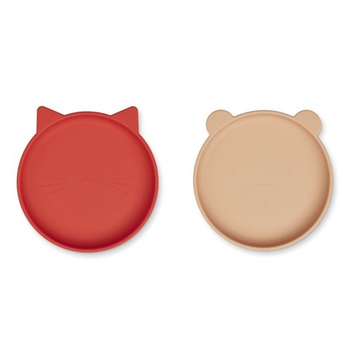 Liewood Olivia plate 2 pack siliconen bordjes | apple red tuscany rose