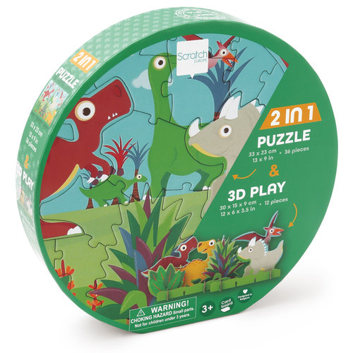 Scratch 2 in 1 puzzel en 3D spel Dinosaurus