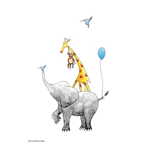 Juulz Poster Stapeldieren Giraffe