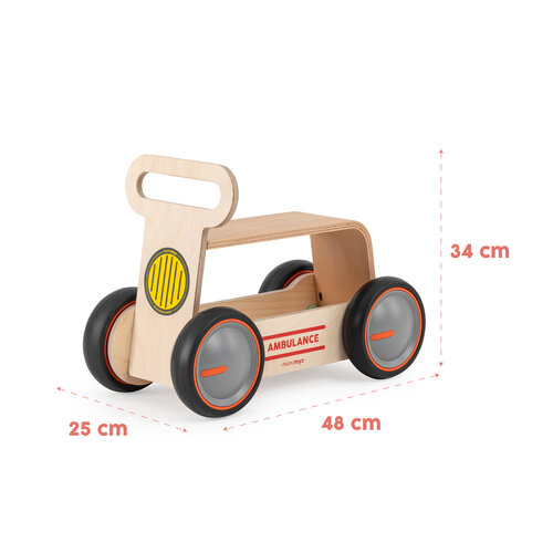 MamaToyz Houten Loopwagen | Ambulance