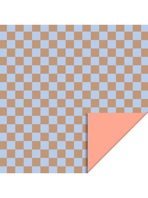 House of products Inpakpapier Blokjes - Taupe - Blauw - Zalmroze