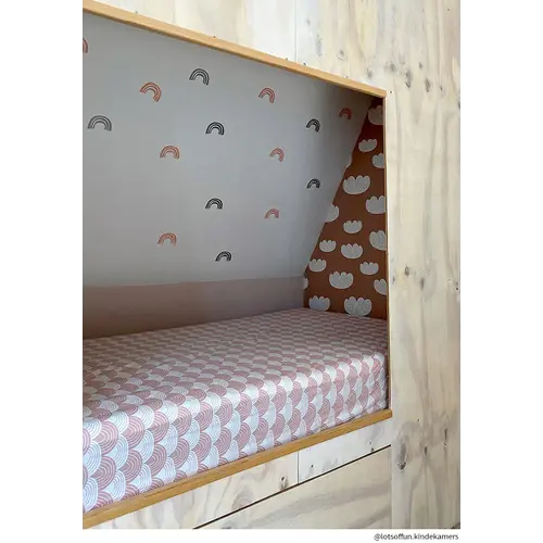 Swedish Linens Junior hoeslaken | Rainbows | Nudy Pink