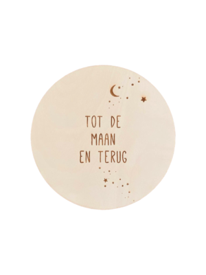 Fien & Feau Houten Muur Cirkel - Tot de maan en terug - 20 cm